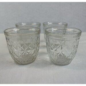Vintage Ball Quilted Crystal Glass Jelly Jars 3" Tall 2 3/4" Opening Lot of 4